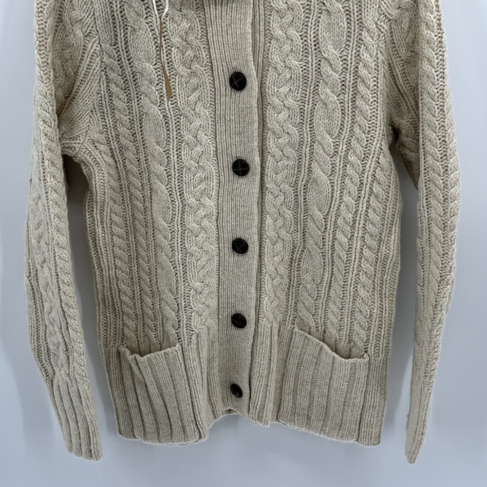 Duluth Trading Fisherman Cardigan Women's L Cream Wool Cashmere Cable Knit NWT - Picture 3 of 16